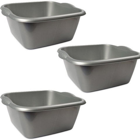 Afwasteil - 5x - rechthoek - zilver - 10L - 37 x 34 x 16 cm - afwasbak -