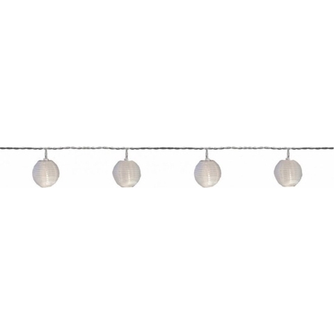 2x Buiten feestverlichting lichtsnoer witte lampionnen 7,2 m -