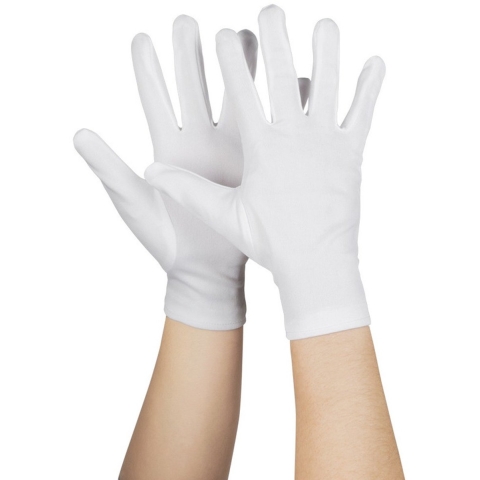 Set van 10 paar voordelige witte verkleed handschoenen kort -