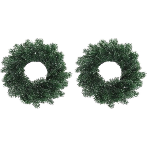 Set van 2x stuks kunst kerstkransen blauwgroen 35 cm -