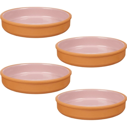4x stuks tapas/hapjes serveren/oven schaal terracotta/roze 23 x 4 cm -