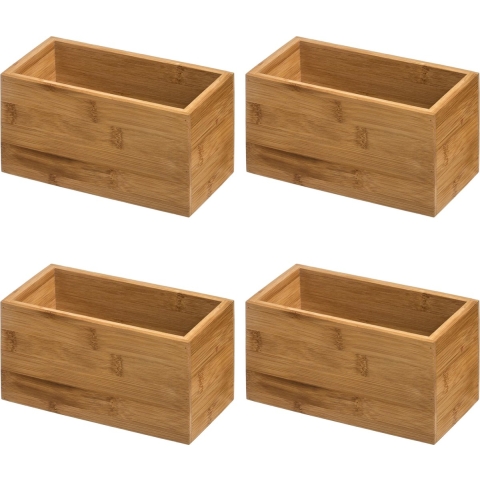 5Five Opberg/sorteer/lade verdelers bakjes - 6x stuks - bamboe hout - 18 x 9 x 9.5 cm -