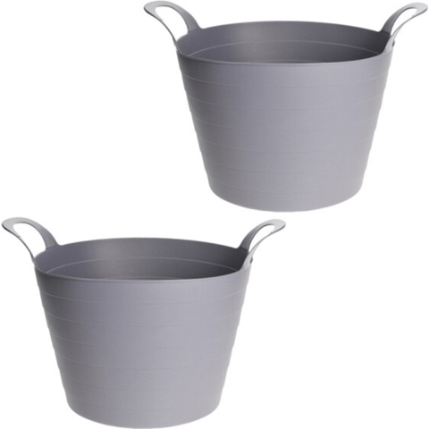 3x Stuks Flexibele emmers/wasmanden - 30L - grijs - kunststof -