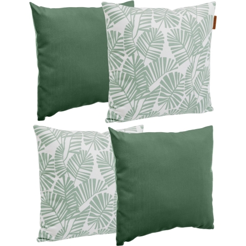 Bank/sier/tuin kussens voor binnen/buiten set 4x stuks palm/groen 40 x 40 cm -