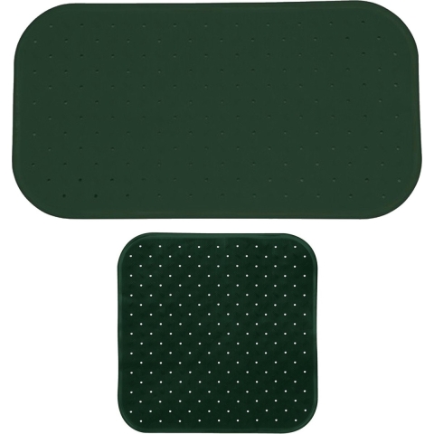 MSV Douche/bad anti-slip matten set badkamer - rubber - 2x stuks - donkergroen - 2 formaten -