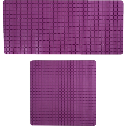 MSV Douche/bad anti-slip matten set badkamer - rubber - 2x stuks - paars - 2 formaten -