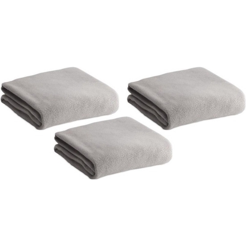 Fleece deken/plaid - 3x - lichtgrijs - 120 x 150 cm - Polyester fleece - 180 gram - lekker warm klee -