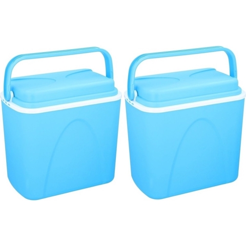 2x Voordelige blauwe koelbox 24 liter -