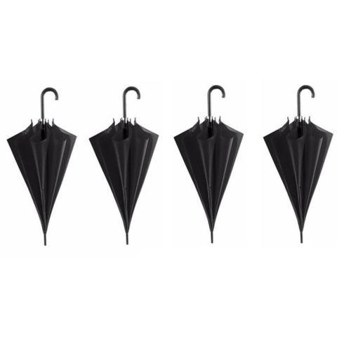 4x Zwarte automatische paraplus 107 cm -