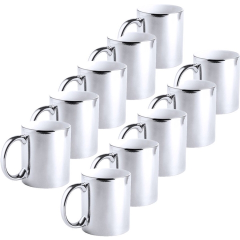 10x Zilveren bekers/mokken metallic 350 ml -