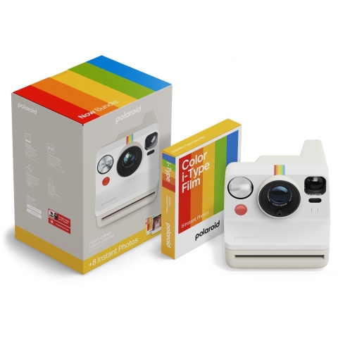 Polaroid Now Gen 3 Pebble White + Color Film Bundle