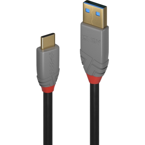 LINDY USB-kabel USB 3.2 Gen2 (USB 3.1 Gen2) USB-C stekker, USB-A stekker 1.00 m Zwart, Grijs 36911