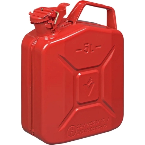 Metalen jerrycan rood voor brandstof 5 liter -