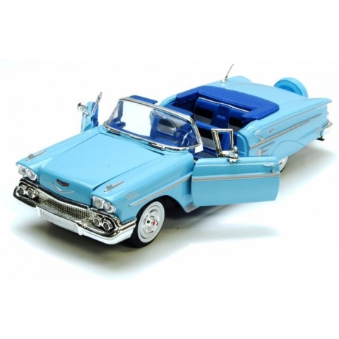 Modelauto Chevrolet Impala 1958 blauw schaal 1:24/22 x 8 x 6 cm -