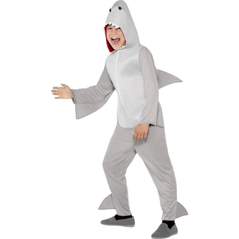 Haaien onesie kostuum - kinderen - haaienpak - verkleedkleding haai - Carnavalskleding 130-143 (7-9 jaar) -