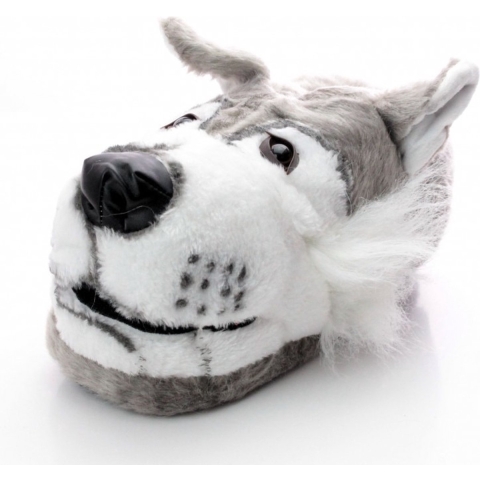 Dieren pantoffels/sloffen grijze wolf voor volwassenen LG (39-41,5) -