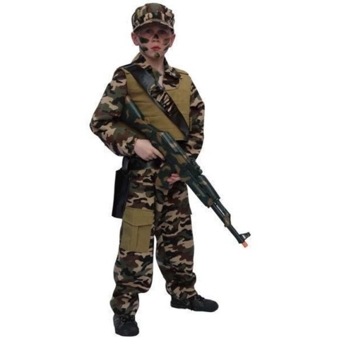Faram Party Soldaten/Leger camouflage verkleedkostuum - voor kinderen - compleet 104 -