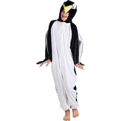 Pinguin dierenpak verkleedkleding kostuum - kinderen - Vogelpak - Onesie - carnaval 140 -