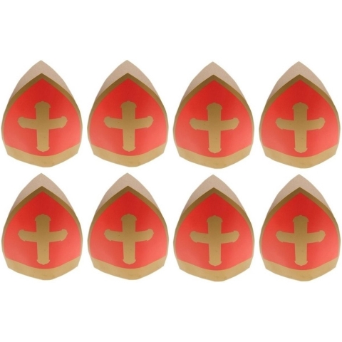8x Sinterklaas kinder mijter van karton -