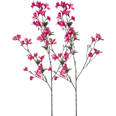 Kunstbloem Azalea bloesem - 2x - 90 cm - fuchsia roze - Kunst zijdebloemen -