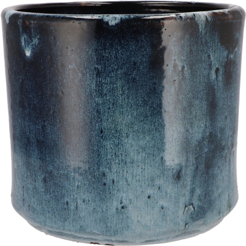 DK Design Bloempot Blue Glaze - rond - blauw - D23xH26 cm - ombre -