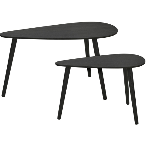 Bijzettafel/plantenstandaard set - 2-delig - zwart - MDF hout - 60 x 30 x 35 cm en 80 x 40 x 40 cm -