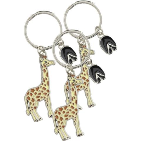 6x stuks metalen giraffe dieren sleutelhanger 5 cm -