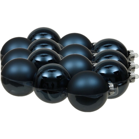 18x stuks glazen kerstballen donkerblauw 8 cm mat/glans -