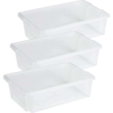 Sunware Opslagbox - 3 stuks - kunststof 30 liter transparant 59 x 39 x 17 cm -