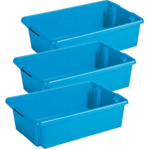 Sunware Opslagbox - 3 stuks - kunststof 30 liter blauw 59 x 39 x 17 cm -