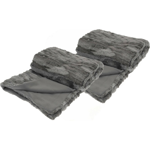 Fleece dekens/plaids - 2x - titanium grijs - 130 x 150 cm -