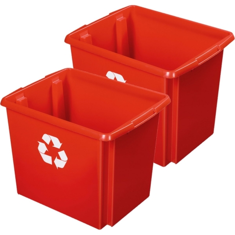 Sunware Opslagbox - 2 stuks - kunststof 45 liter rood 45 x 36 x 36 cm -