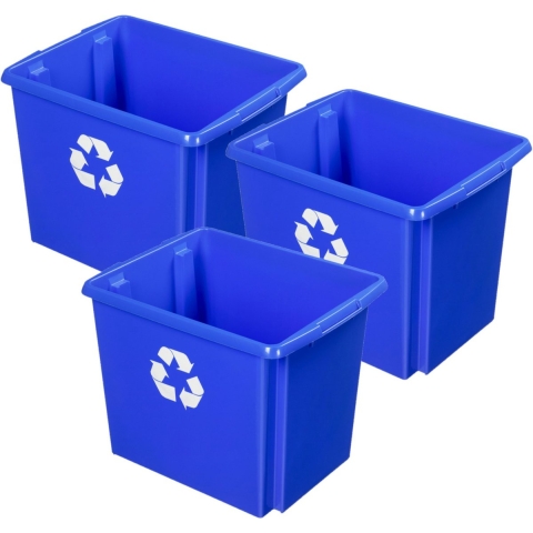Sunware Opslagbox - 3 stuks - kunststof 45 liter blauw 45 x 36 x 36 cm -