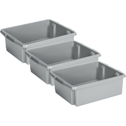 Sunware Opslagbox Nesta - 3x - kunststof - 17L - grijs - 45 x 36 x 14 cm -