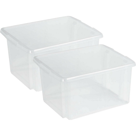 Sunware Opslagbox Nesta - 4x - kunststof - 32L - transparant - 45 x 36 x 24 cm -