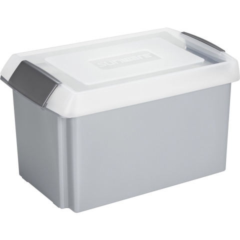 Sunware opslagbox kunststof 51 liter grijs 59 x 39 x 29 cm met hoge deksel -