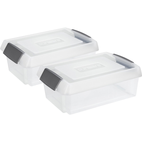 Sunware 2x opslagbox kunststof 30 liter transparant 59 x 39 x 17 cm met extra hoge deksel -