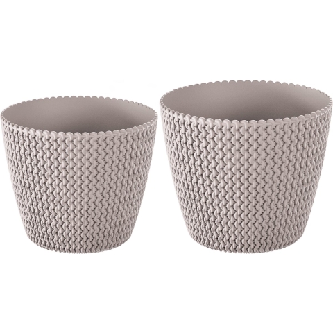 Plantenpotten/bloempot set 6x kunststof taupe 26 x 22 en 22 x 19 cm -