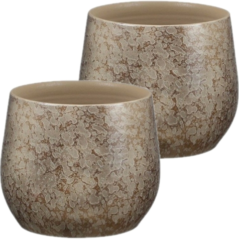 Plantenpotten/bloempotten 2 stuks van terracotta in het natuur bruin shadow D19 en H17 cm -