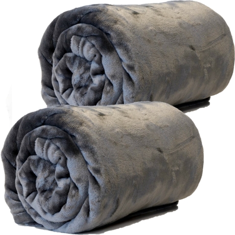 Enzo Fleece dekens/plaids 2 stuks 130 x 180 cm - donker grijs -