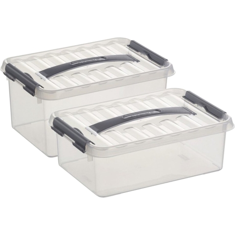 Opberg boxen set van 4 stuks in 4 en 6 Liter kunststof met deksel -