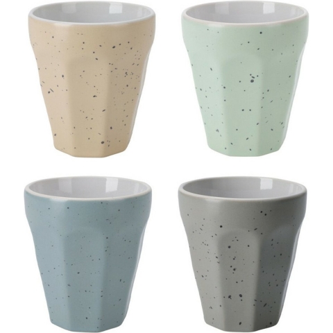 Thee/koffie mokken set - 12x stuks - porselein - 250 ml - gekleurd -