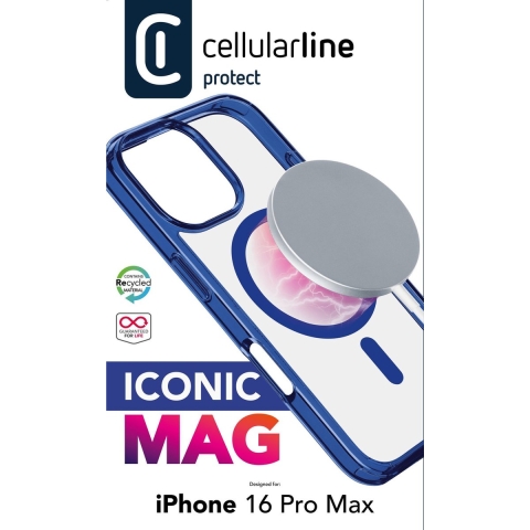 Cellularline Iconic Mag Telefoonhoesje Voor Apple Iphone 16 Pro Max Blauw
