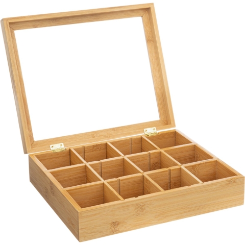 OTIX Theedoos Theekist 12 Vaks Aanpasbaar tot 6 Vaks Hout 23x28x7cm...