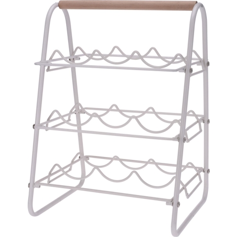 Excellent Houseware metalen wijnrek - wit - 9 flessen - 33x29x46 cm