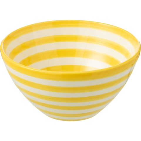 J-Line Bowl Granada Stripes High Ceramic White|Yellow Medium