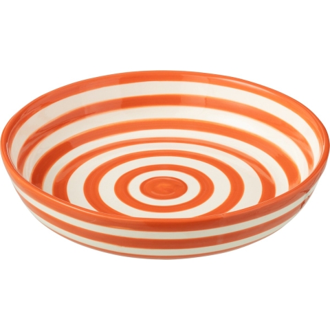 J-Line Bowl Granada Stripes Low Ceramic White|Orange Large