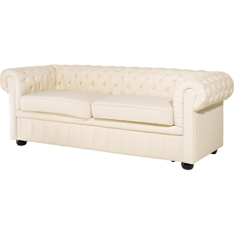 Beliani - CHESTERFIELD - Chesterfield bank 2-zits - Beige - Leer