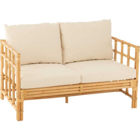 J-Line sofa Elise + kussen 2 Personen - rotan|textiel - naturel|wit