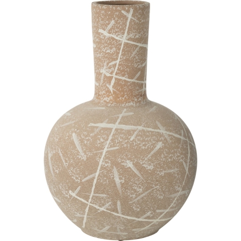 J-Line Vaas Dune Bol Aardewerk Beige|Wit